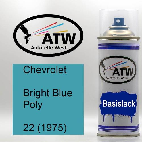 Chevrolet, Bright Blue Poly, 22 (1975): 400ml Sprühdose, von ATW Autoteile West.